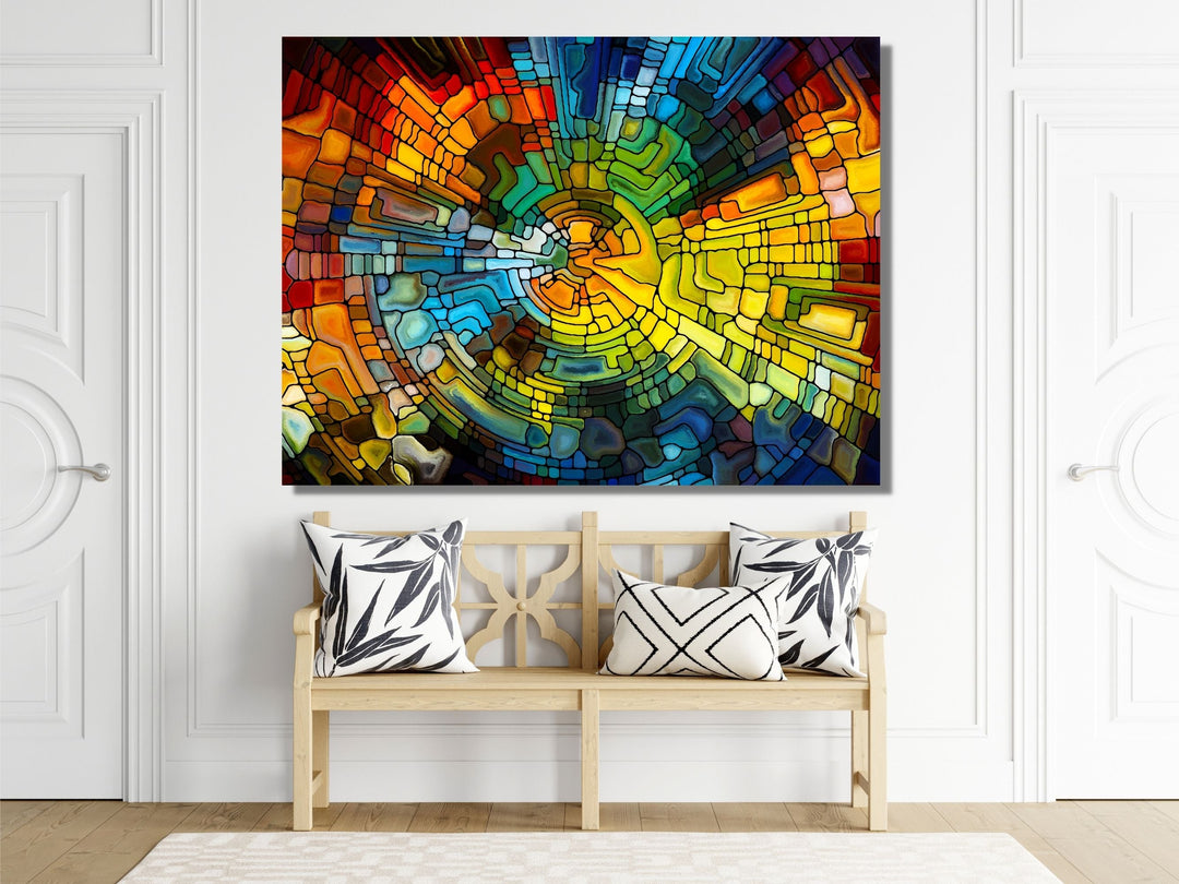 Abstract Stained Glass Pattern Wall Art-Home Office Wall Painting Decor Panel