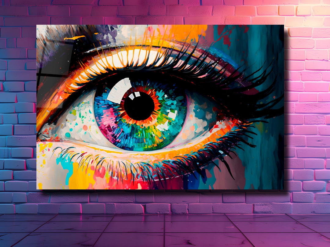 Colorful Eyes Glass Printing Wall Art - Modern Glass Wall Decor