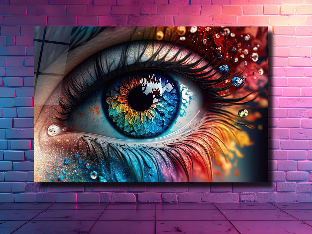 Colorful Eyes Glass Printing Wall Art - Modern Glass Wall Decor