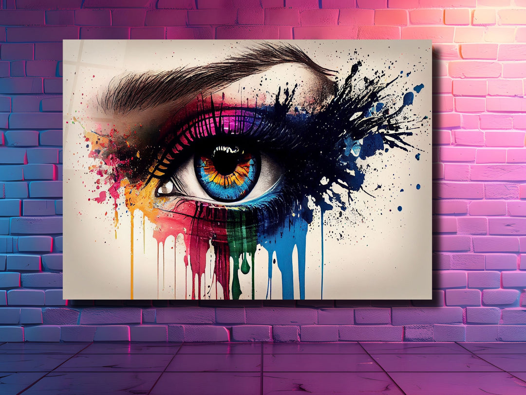 Colorful Eyes Glass Printing Wall Art - Modern Glass Wall Decor