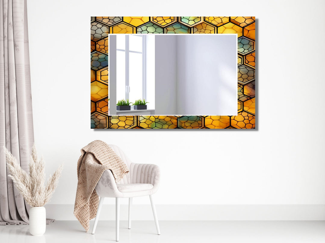 Abstract Stained Glass Pattern Wall Mirror-Home Office Wall Decoration