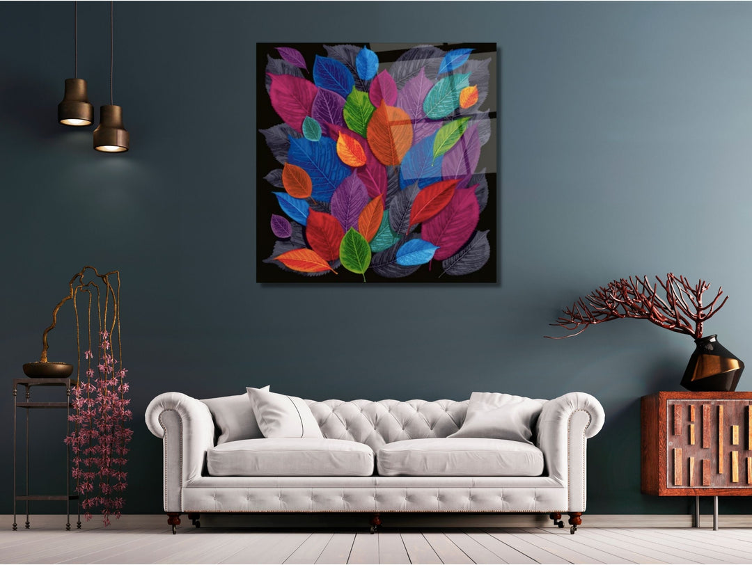 Abstract Floral Glass Printing Wall Art-Home Office Wall Painting Decor