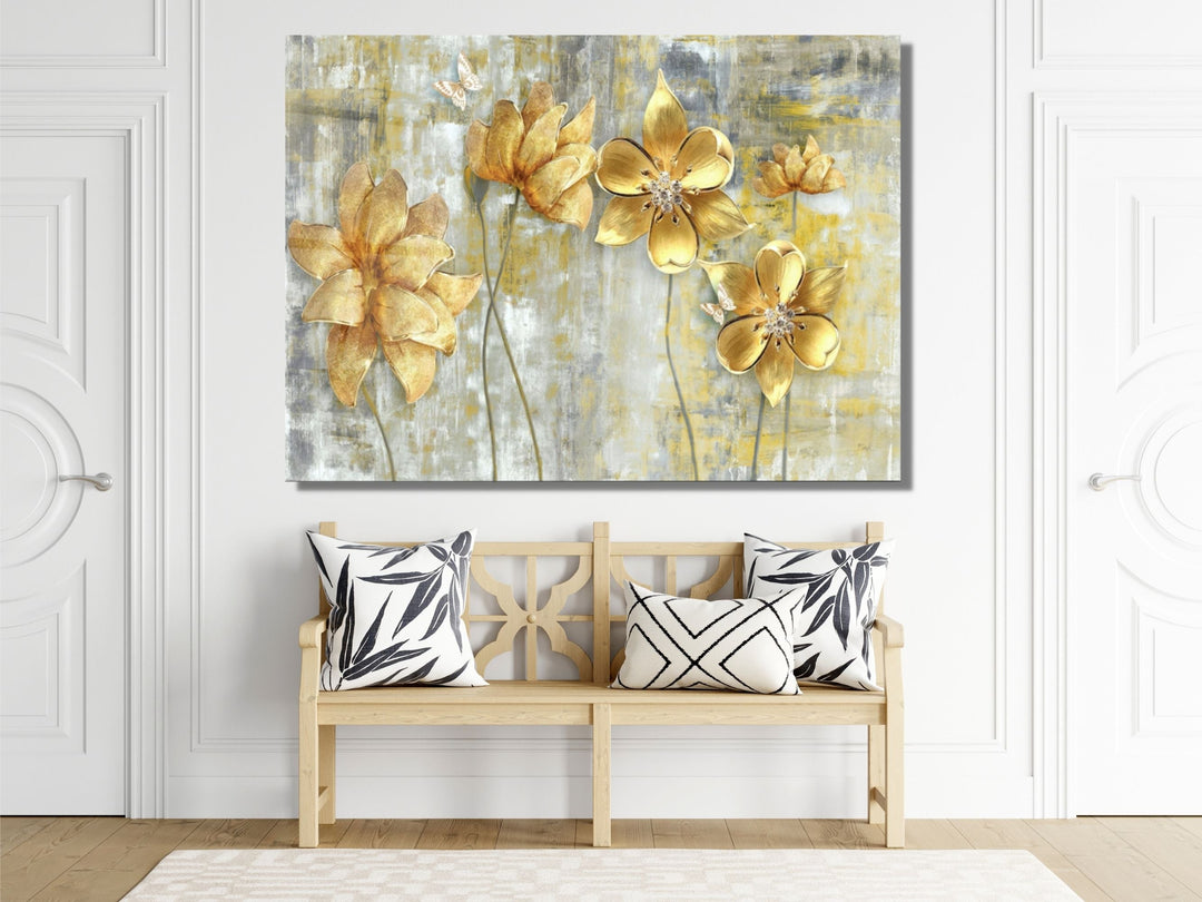 Abstract Floral Glass Printing Wall Art-Home Office Wall Painting Decor