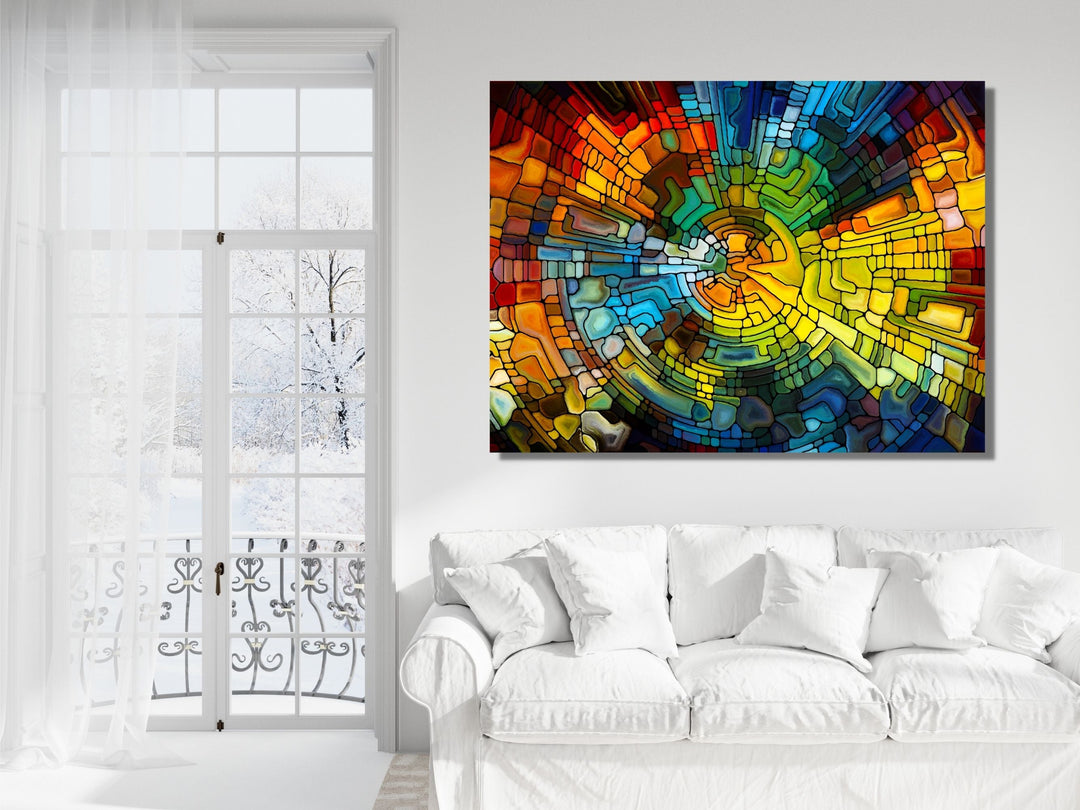 Abstract Stained Glass Pattern Wall Art-Home Office Wall Painting Decor Panel