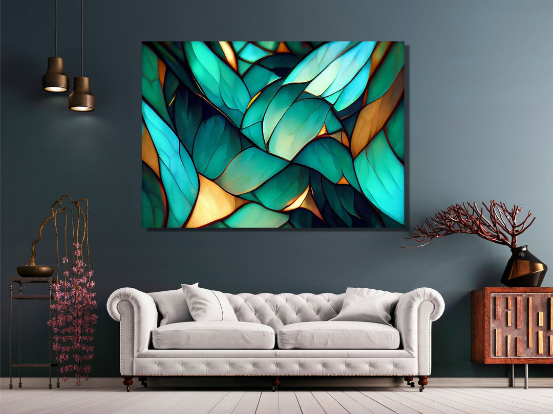 Abstract Floral Glass Printing Wall Art-Home Office Wall Painting Decor