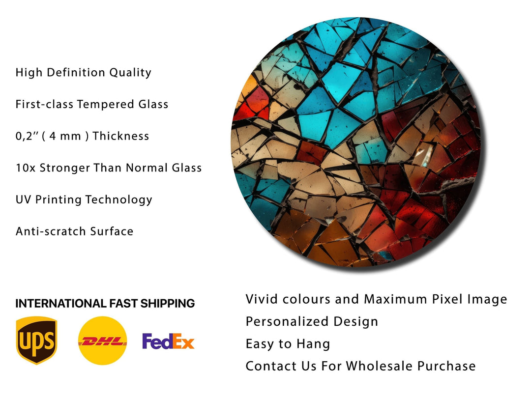 Stained Glass Colorful Wall Art Decor-Home&Office Glass Printing Wall Painting