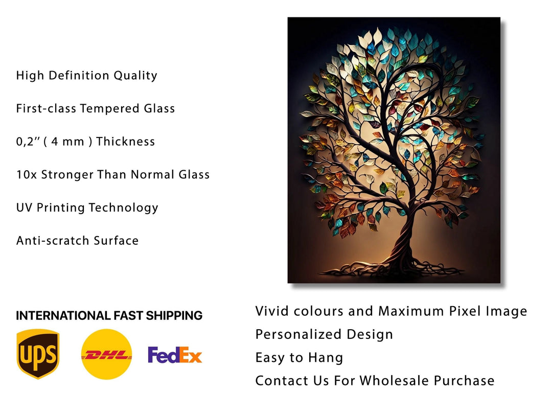 Stained Glass Wall Art Tree of Life Window-Wall Painting Decor