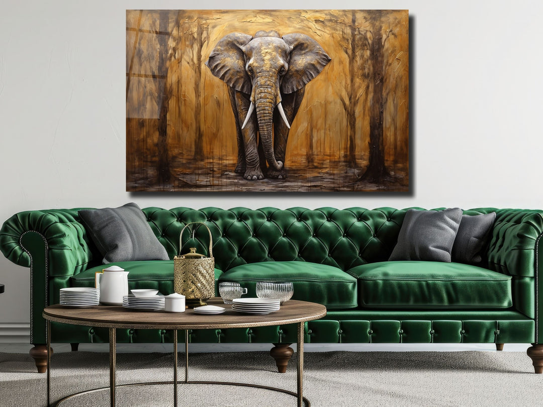 Elephant Glass Printing Wall Art - Glass Wall Decor