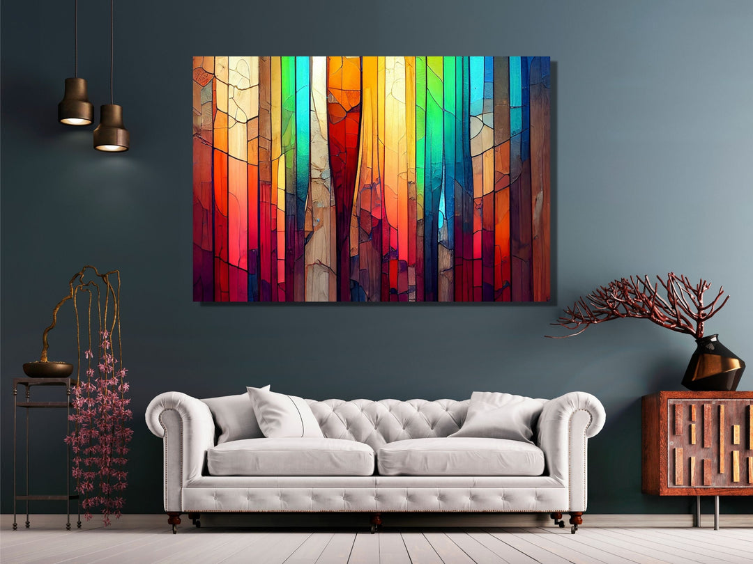 Abstract Glass Printing Wall Art-Home Office Glass Wall Painting Decor