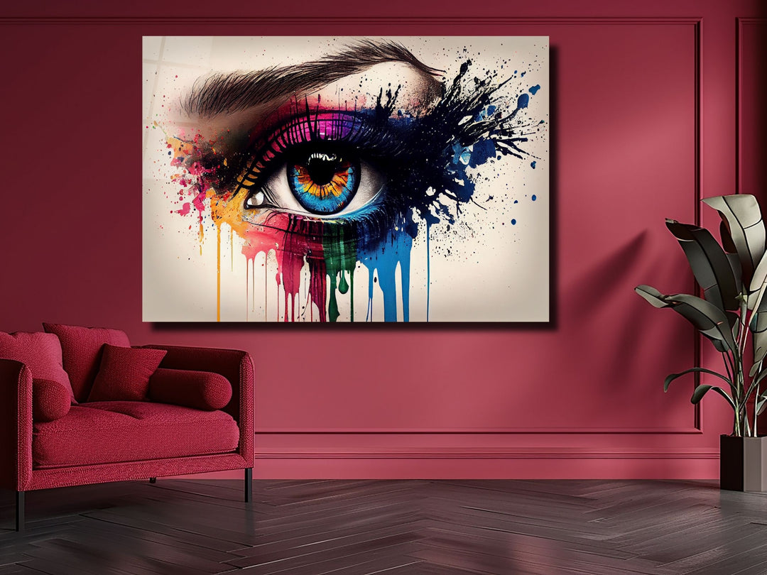 Colorful Eyes Glass Printing Wall Art - Modern Glass Wall Decor