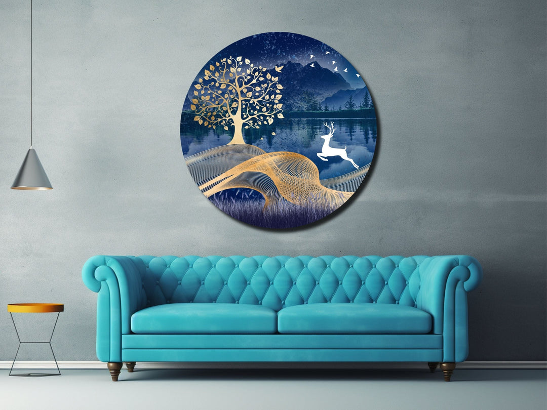 Abstract Blue Wall Art Decor-Home&Office Glass Printing Wall Painting