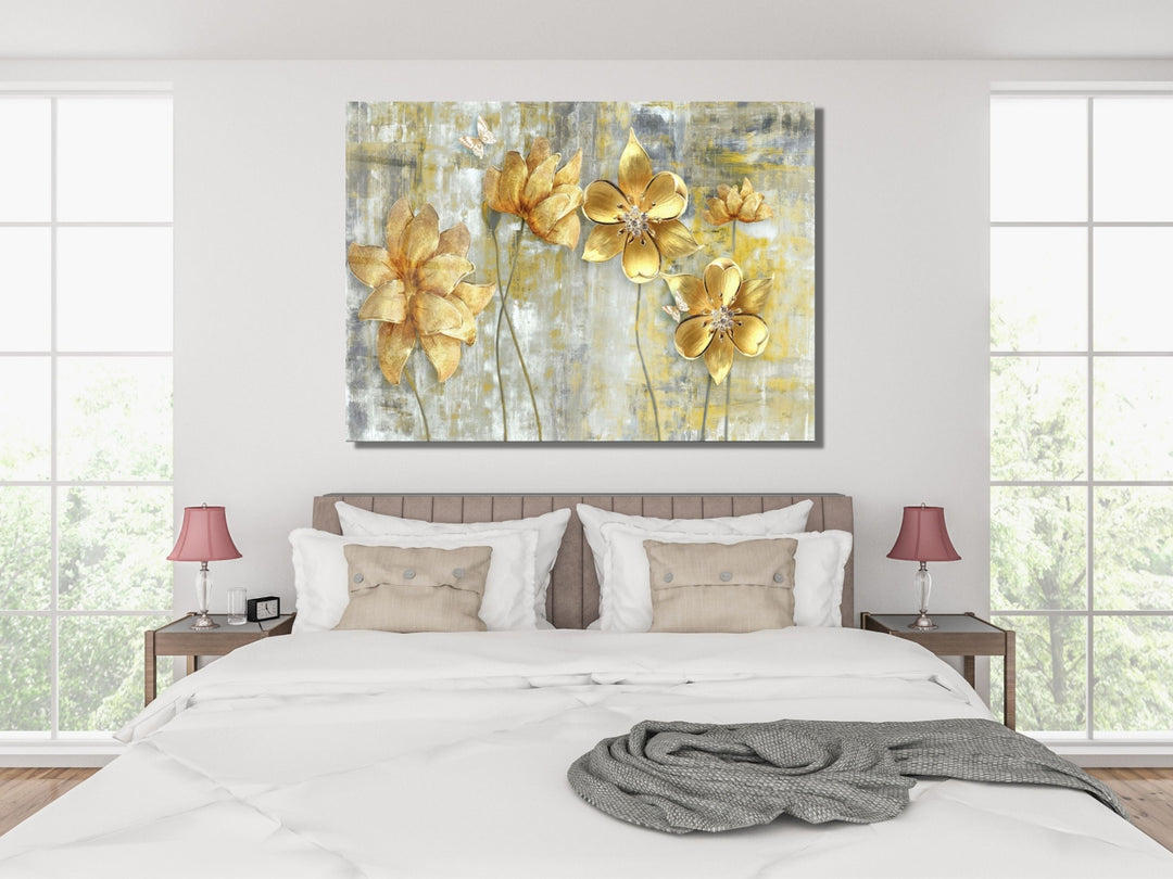 Abstract Floral Glass Printing Wall Art-Home Office Wall Painting Decor