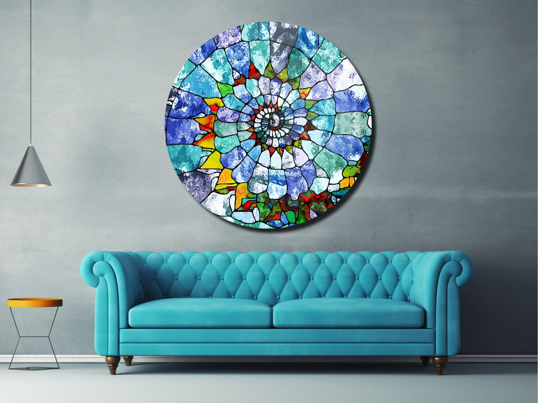 Abstract Colorful Stained Glass Pattern Wall Art Decor-Home&Office Glass Printing Wall Painting