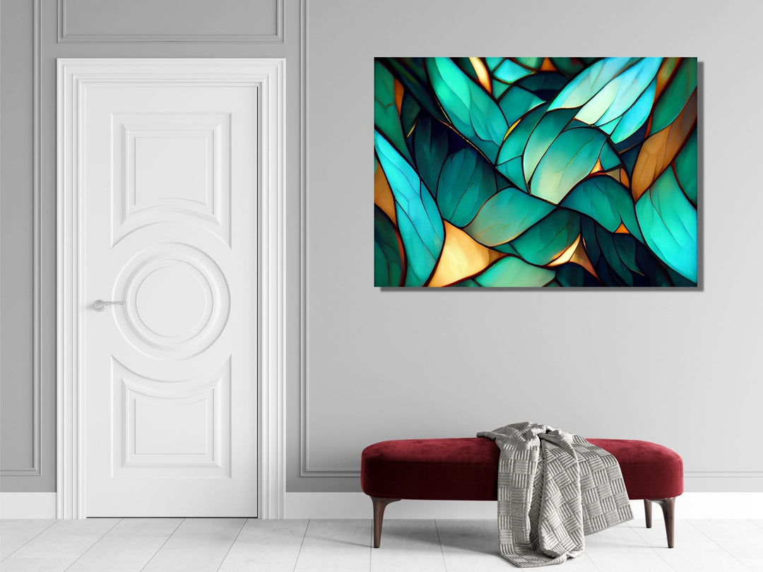 Abstract Floral Glass Printing Wall Art-Home Office Wall Painting Decor