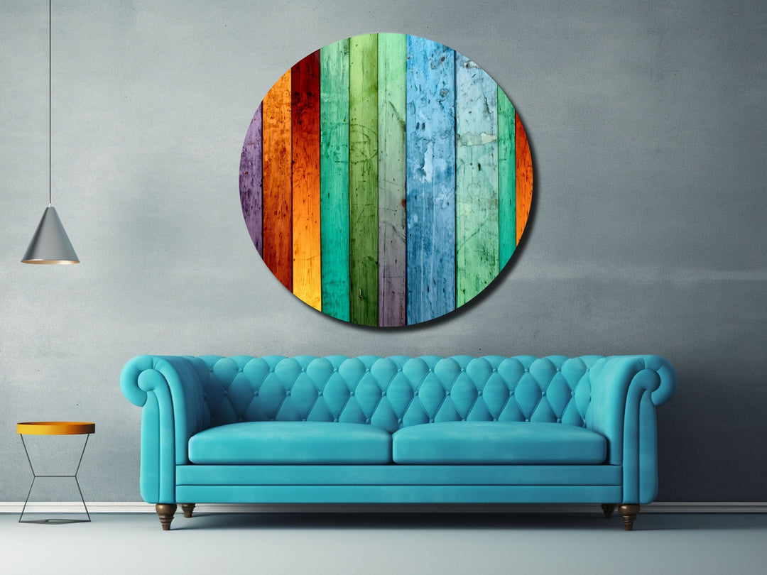 Colorful Wooden Stained Glass Pattern Wall Art Decor-Home&Office Glass Printing Wall Painting