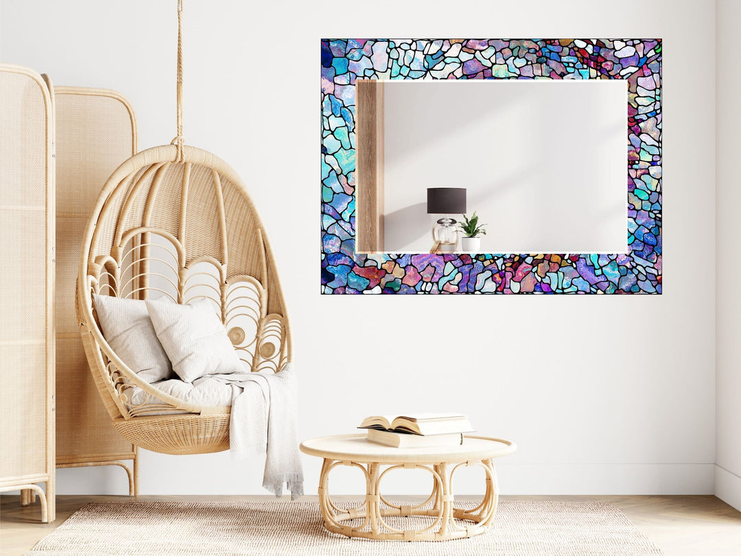 Abstract Stained Glass Pattern Wall Mirror-Home Office Wall Decoration