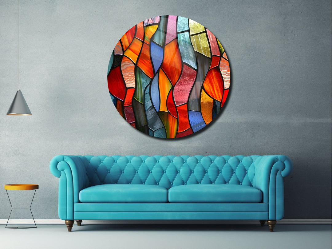 Abstract Colorful Stained Glass Pattern Wall Art Decor-Home&Office Glass Printing Wall Painting