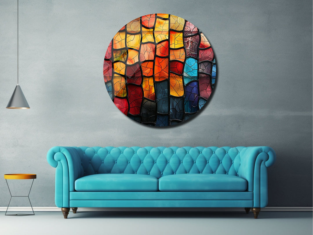 Abstract Colorful Stained Glass Pattern Wall Art Decor-Home&Office Glass Printing Wall Painting