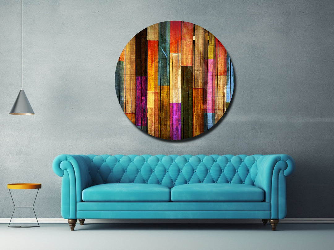 Colorful Wooden Stained Glass Pattern Wall Art Decor-Home&Office Glass Printing Wall Painting