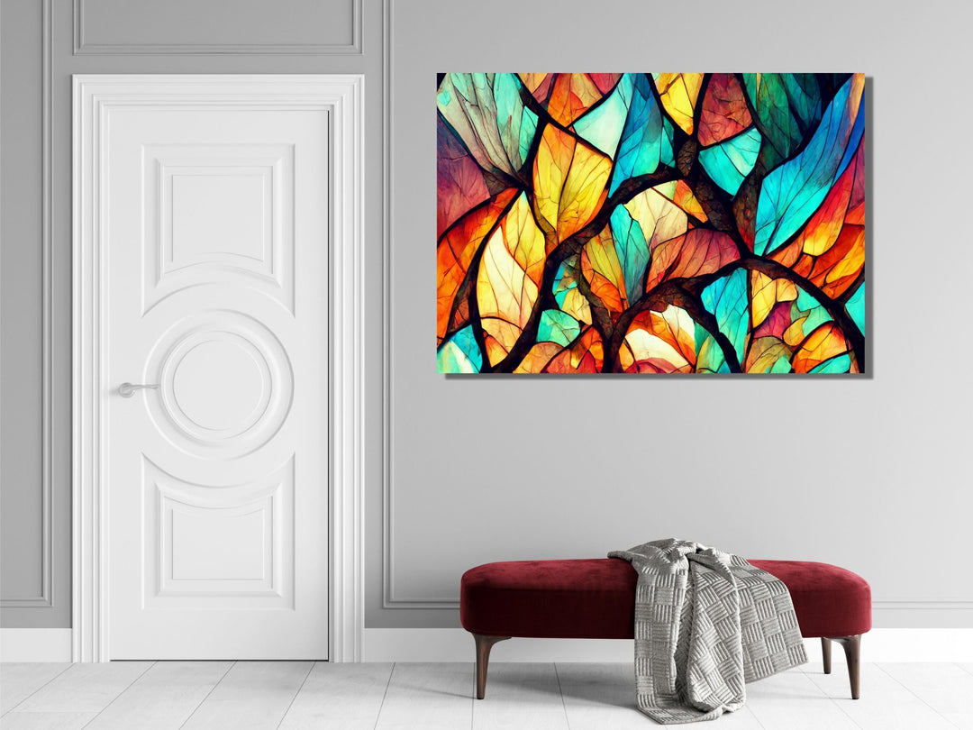 Abstract Floral Glass Printing Wall Art-Home Office Wall Painting Decor