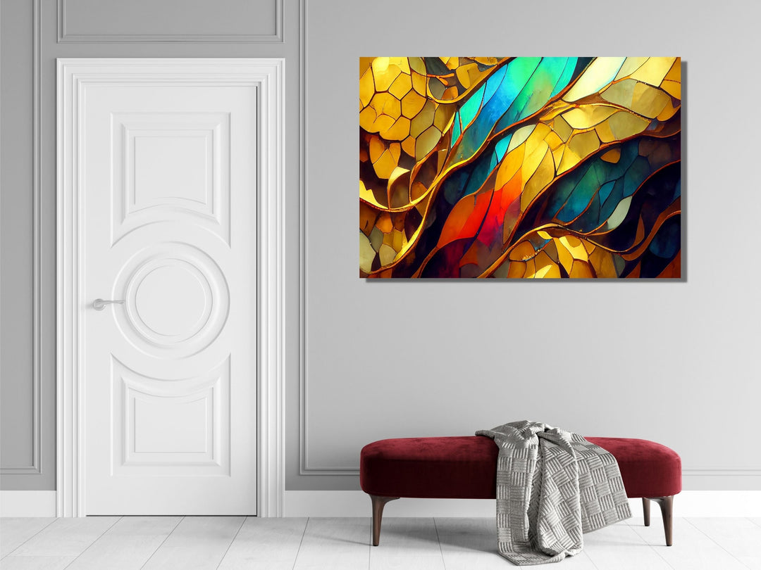 Abstract Stained Glass Pattern Wall Art-Home Office Wall Painting Decor Panel