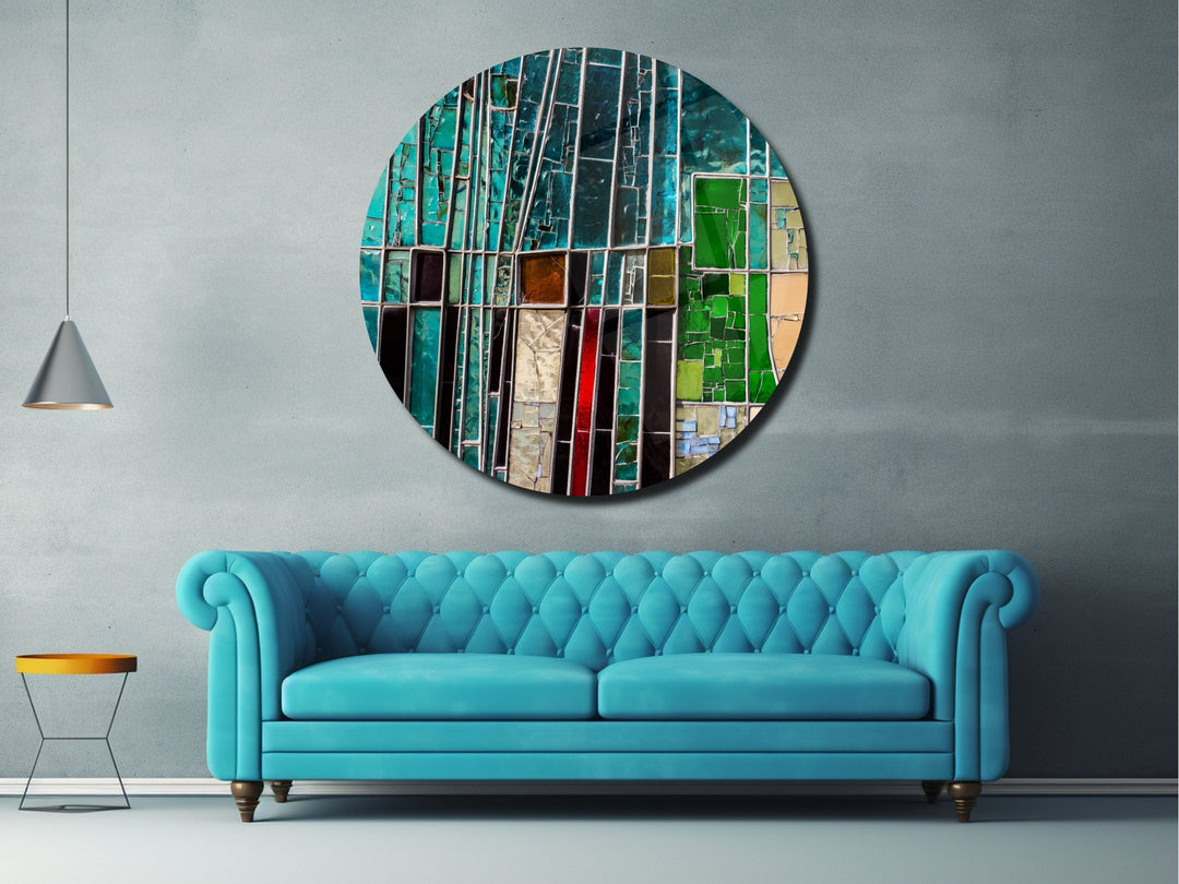 Abstract Colorful Stained Glass Pattern Wall Art Decor-Home&Office Glass Printing Wall Painting