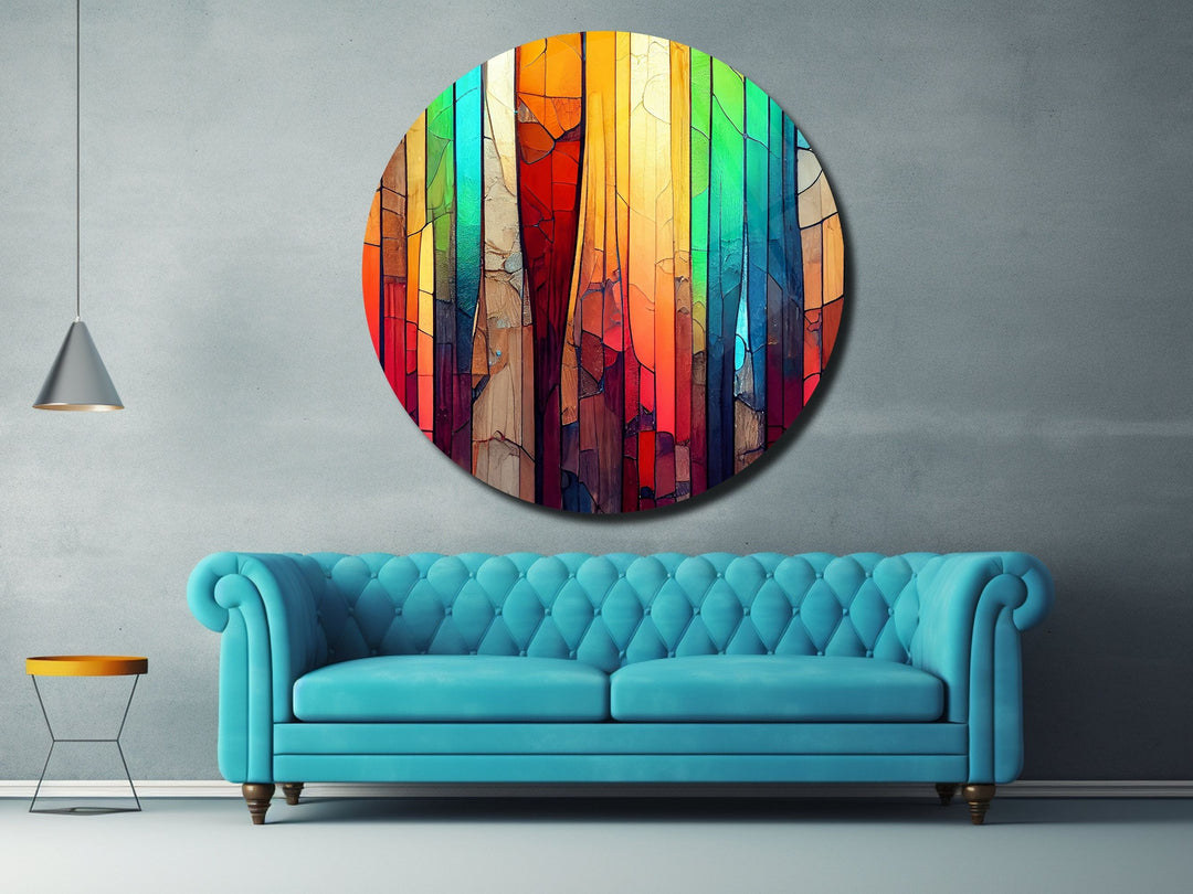 Colorful Wooden Stained Glass Pattern Wall Art Decor-Home&Office Glass Printing Wall Painting