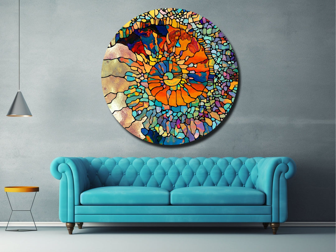 Abstract Colorful Stained Glass Pattern Wall Art Decor-Home&Office Glass Printing Wall Painting