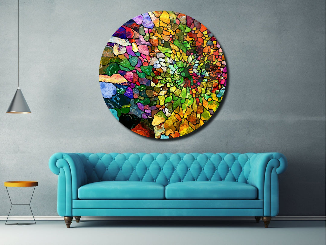 Abstract Colorful Stained Glass Pattern Wall Art Decor-Home&Office Glass Printing Wall Painting