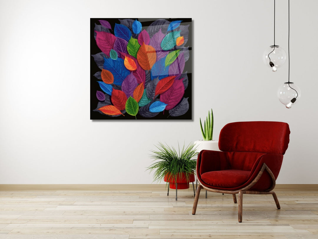 Abstract Floral Glass Printing Wall Art-Home Office Wall Painting Decor