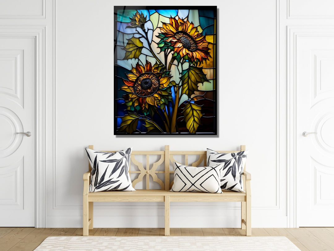 Stained Glass Sunflower Pattern Wall Art Window-Wall Painting Decor