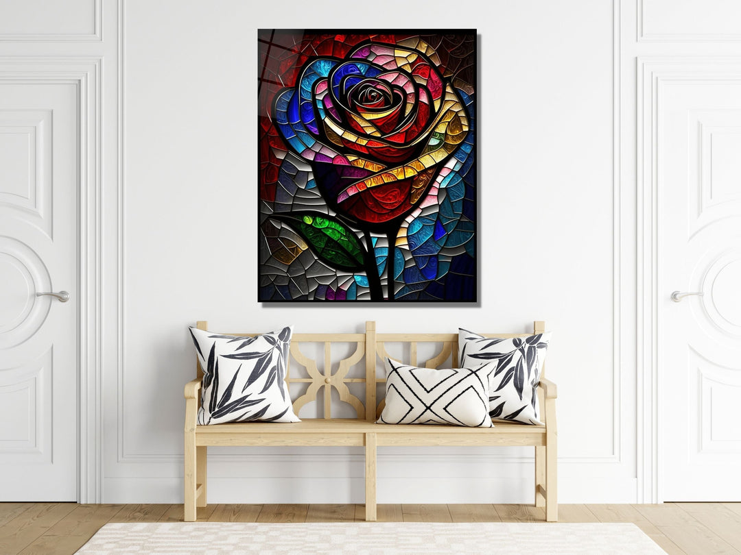 Stained Glass Rose Pattern Wall Art Window-Wall Painting Decor