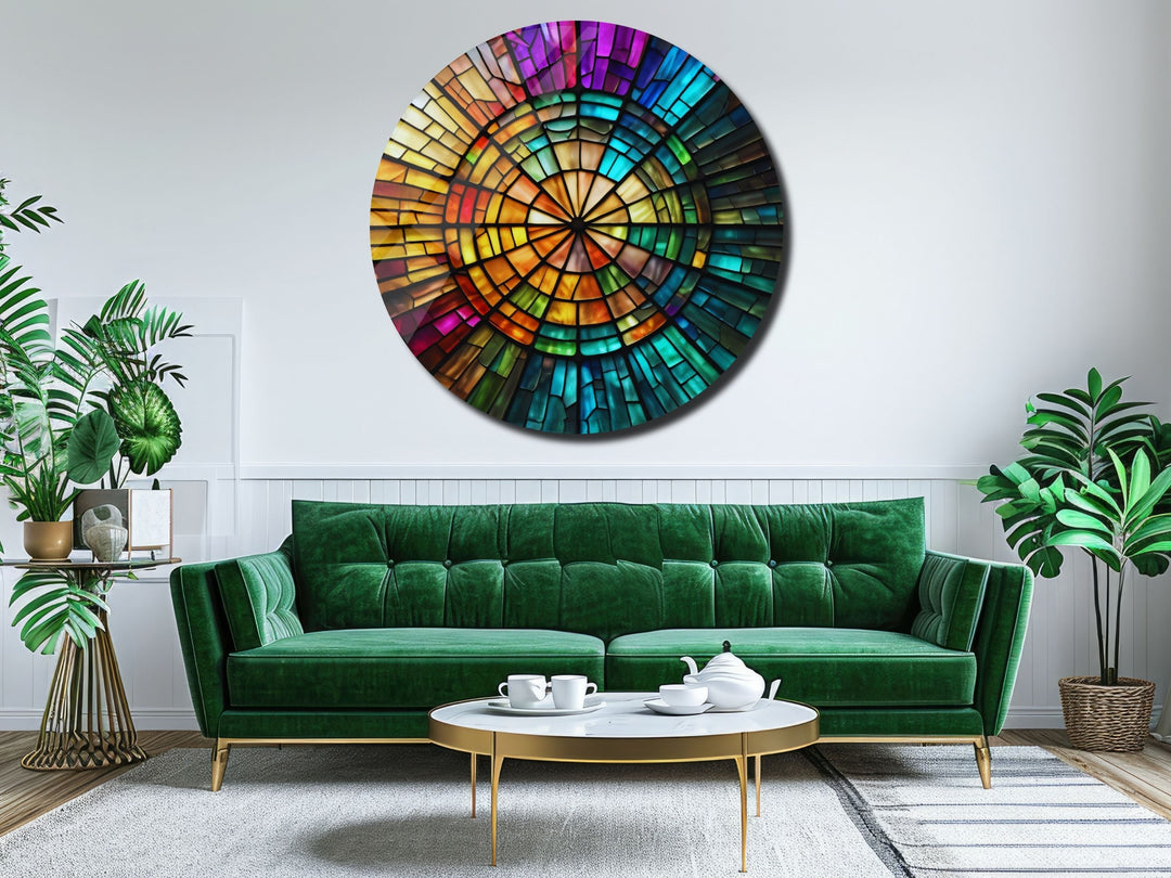 Abstract Colorful Stained Glass Pattern Wall Art Decor-Home&Office Glass Printing Wall Painting