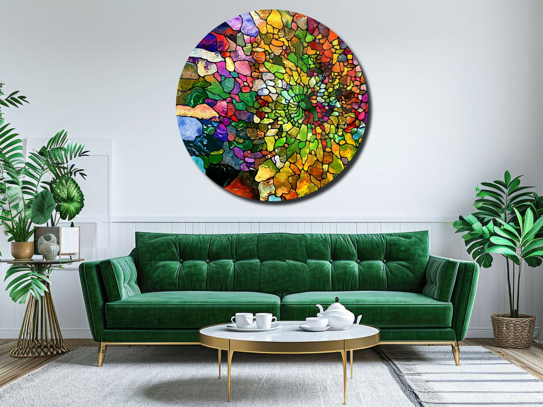 Abstract Colorful Stained Glass Pattern Wall Art Decor-Home&Office Glass Printing Wall Painting