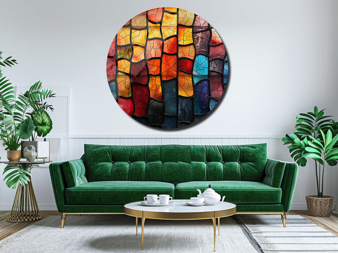 Abstract Colorful Stained Glass Pattern Wall Art Decor-Home&Office Glass Printing Wall Painting