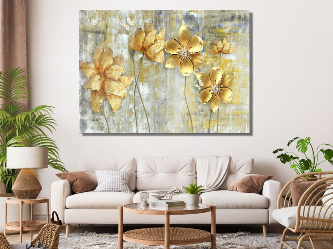 Abstract Floral Glass Printing Wall Art-Home Office Wall Painting Decor