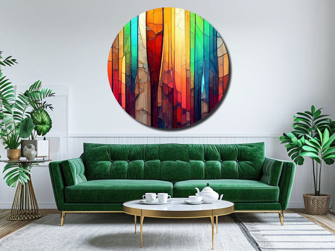 Colorful Wooden Stained Glass Pattern Wall Art Decor-Home&Office Glass Printing Wall Painting