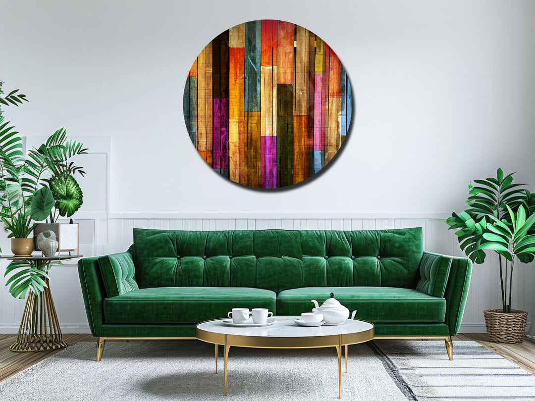 Colorful Wooden Stained Glass Pattern Wall Art Decor-Home&Office Glass Printing Wall Painting