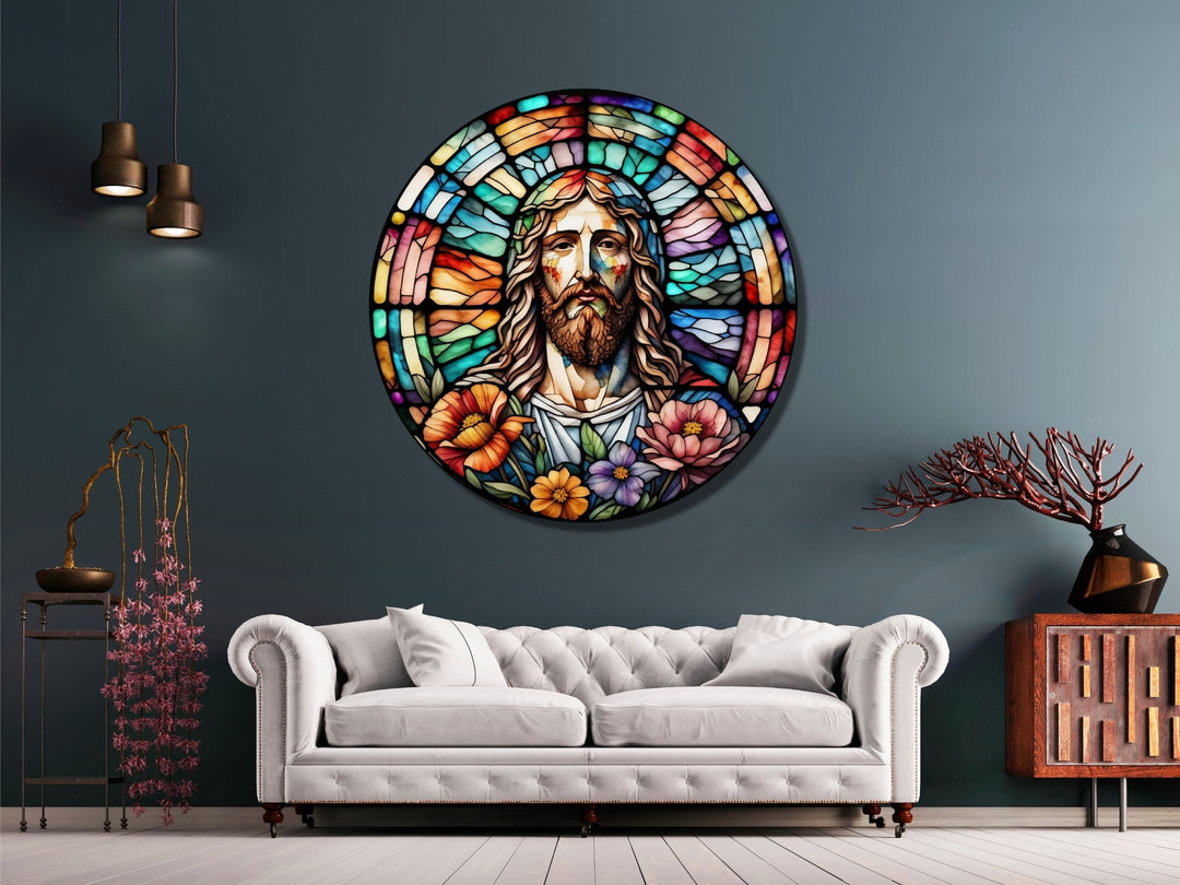 Stained Glass Jesus Christ Pattern Wall Art Window-Wall Painting Decor