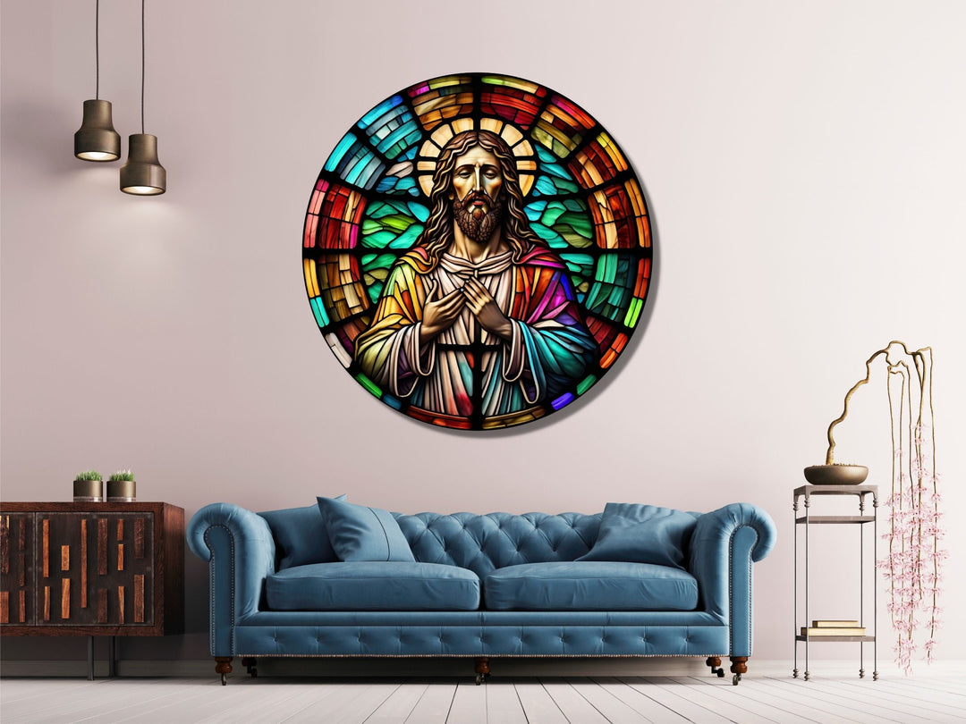 Stained Glass Jesus Christ Pattern Wall Art Window-Wall Painting Decor