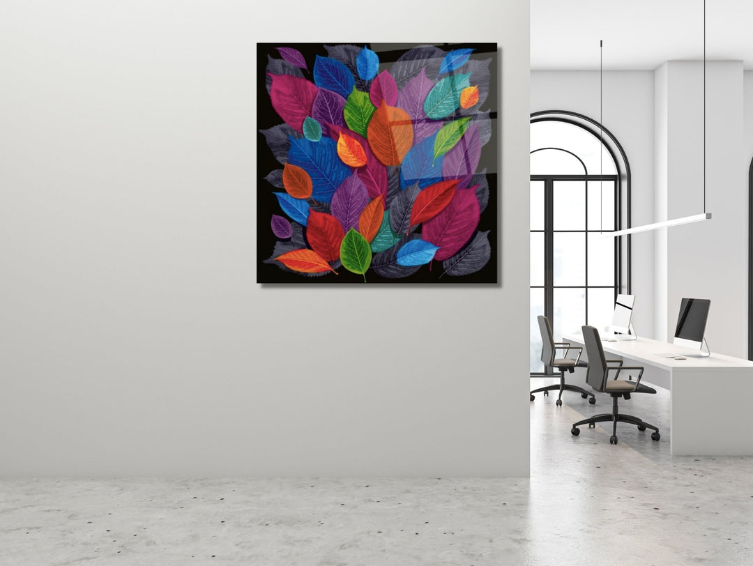 Abstract Floral Glass Printing Wall Art-Home Office Wall Painting Decor