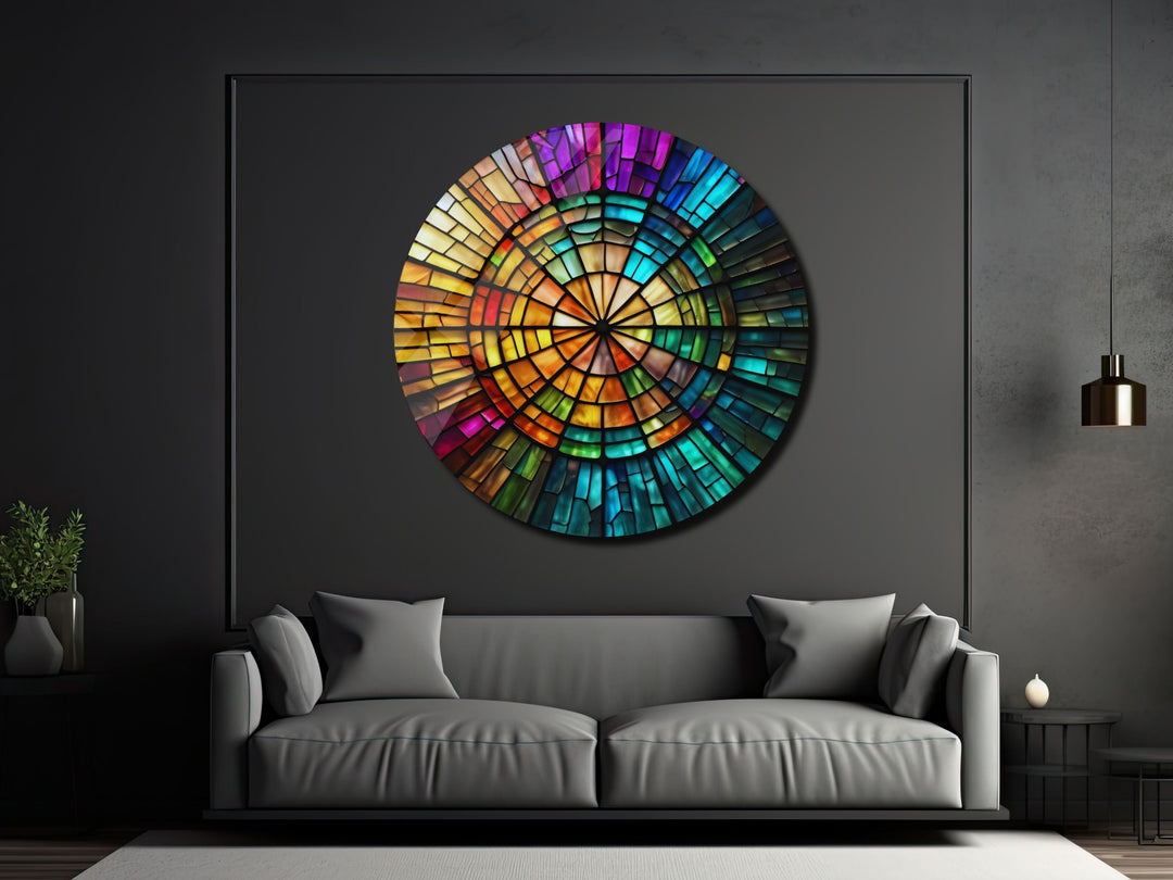 Abstract Colorful Stained Glass Pattern Wall Art Decor-Home&Office Glass Printing Wall Painting