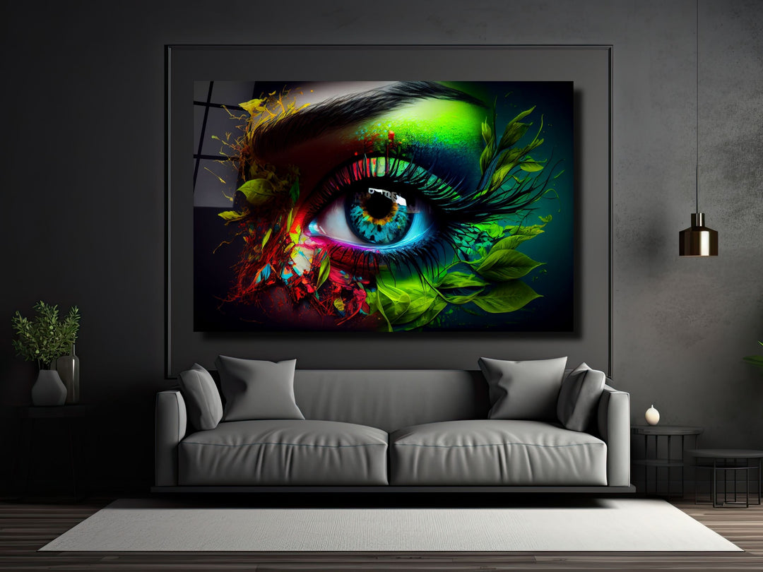 Colorful Eyes Glass Printing Wall Art - Modern Glass Wall Decor