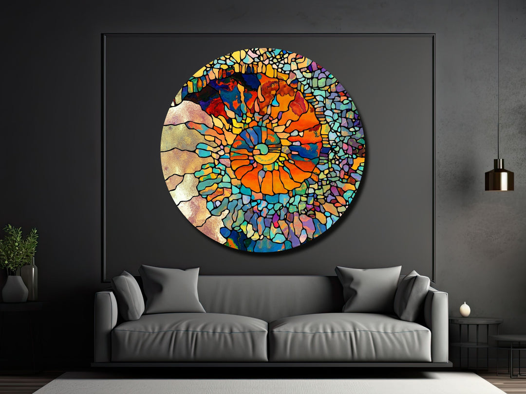 Abstract Colorful Stained Glass Pattern Wall Art Decor-Home&Office Glass Printing Wall Painting