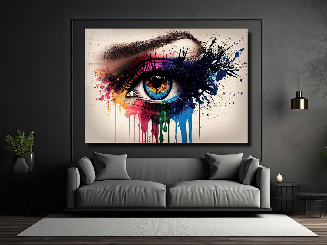 Colorful Eyes Glass Printing Wall Art - Modern Glass Wall Decor