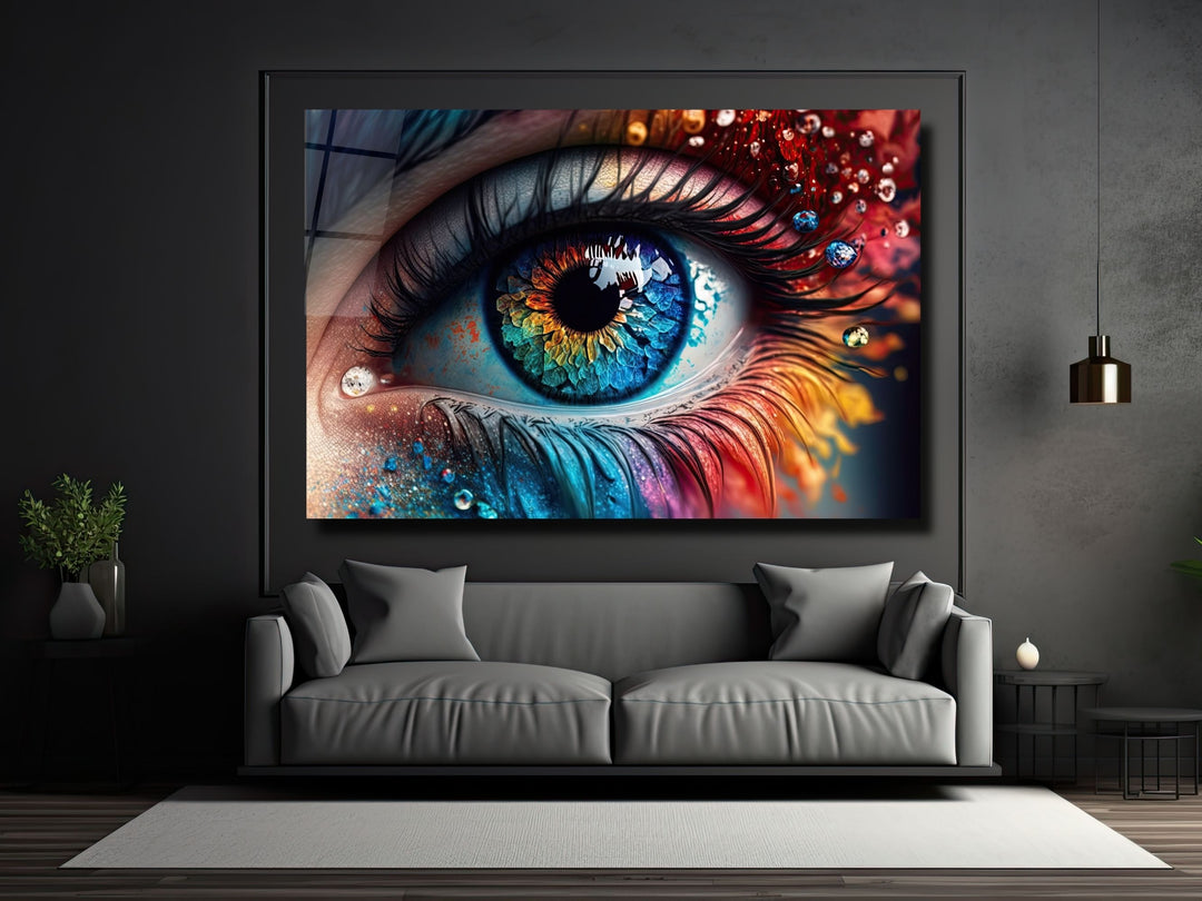 Colorful Eyes Glass Printing Wall Art - Modern Glass Wall Decor