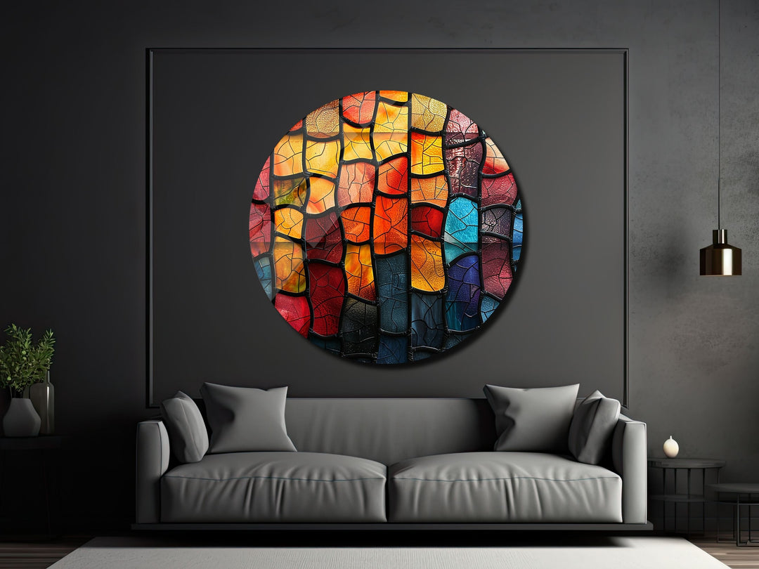 Abstract Colorful Stained Glass Pattern Wall Art Decor-Home&Office Glass Printing Wall Painting