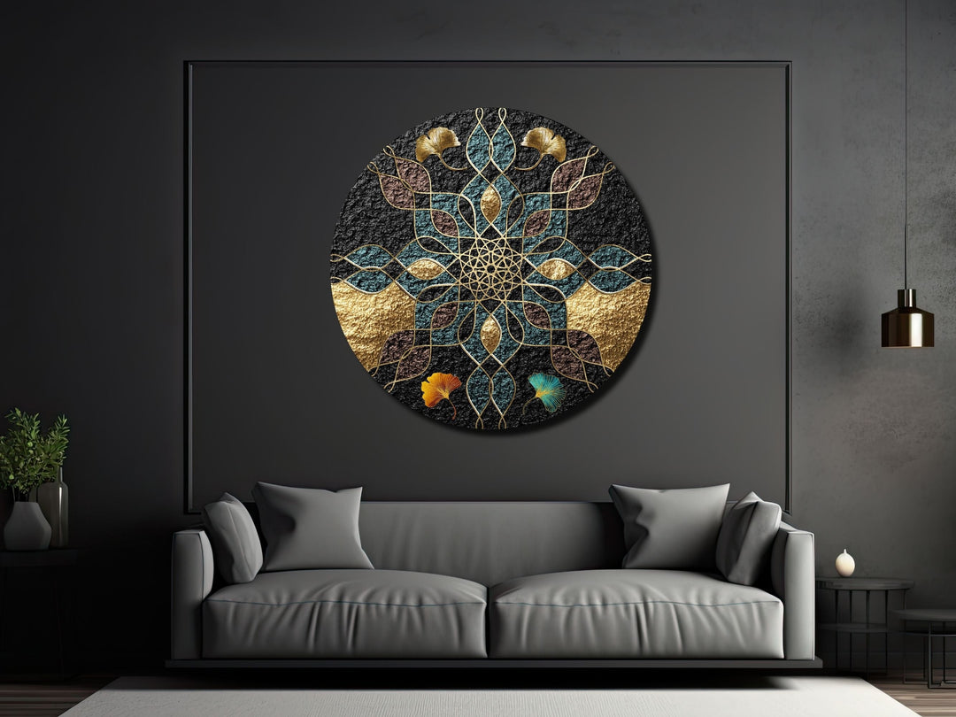 Abstract Blue Gold Wall Art Decor-Home&Office Glass Printing Wall Painting