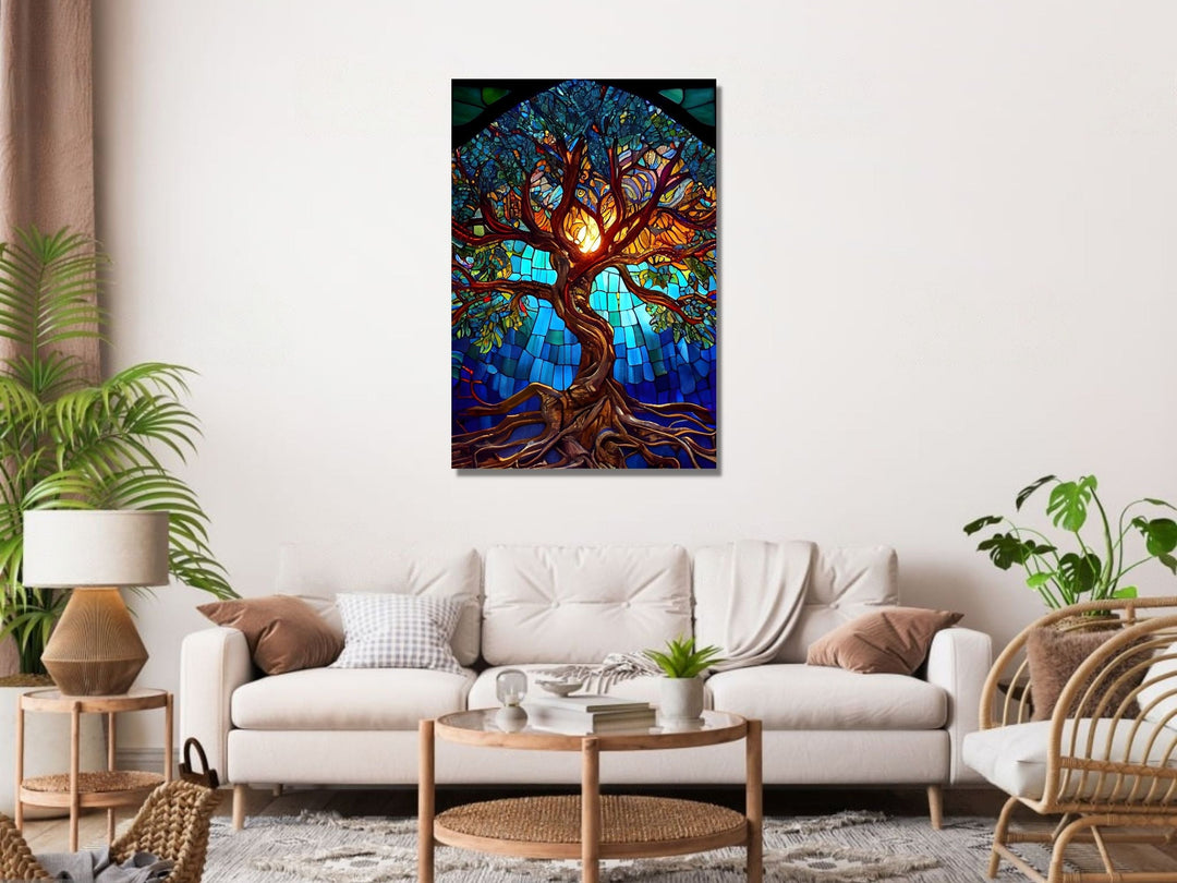 Stained Glass Wall Art Tree of Life Window-Wall Painting Decor