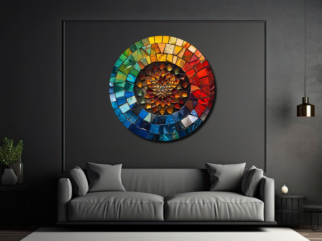 Abstract Colorful Stained Glass Pattern Wall Art Decor-Home&Office Glass Printing Wall Painting